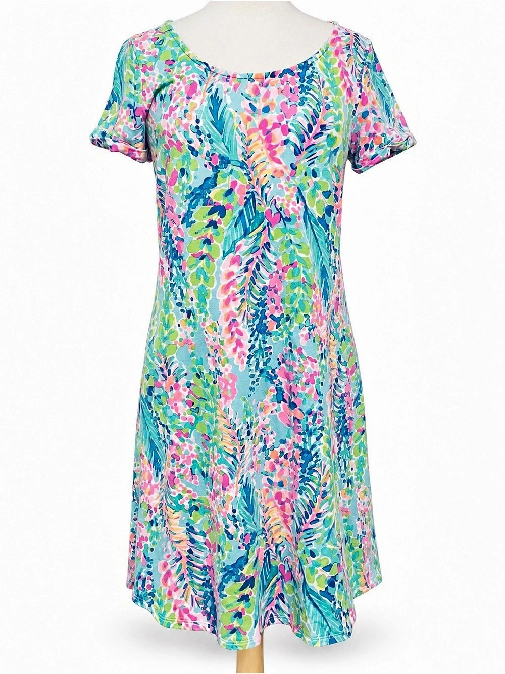 Lilly Pulitzer Tammy T-Shirt Dress M Catch The Wave Pristine EUC Tropical Floral